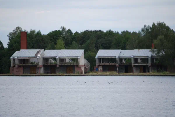 Some long ago used buildings near Trakai castle museum
