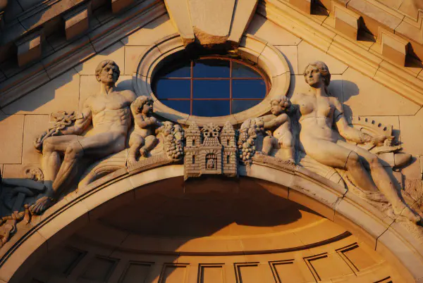 Decoration on a building at Doma laukums