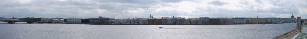 Panoramic view of the Palace Embankment as seen from the southern wall of the Peter and Paul