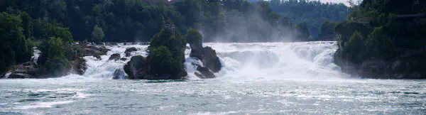 The Rheinfall is 150m wide and 23m high.