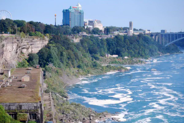 The Canadian side of the Niagara Falls with all its casinos and hotels