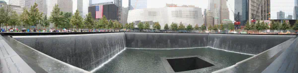 9/11 Memorial - two waterfalls at the location where the two towers stood