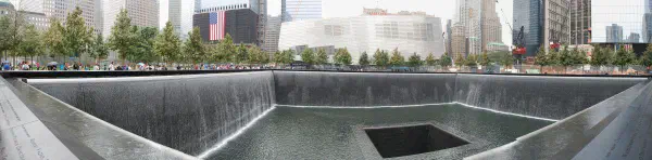 9/11 Memorial - two waterfalls at the location where the two towers stood