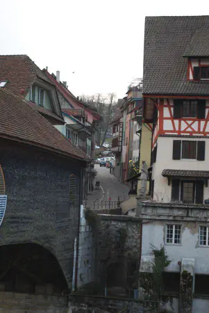 A look at the old wooden bridge in Baden