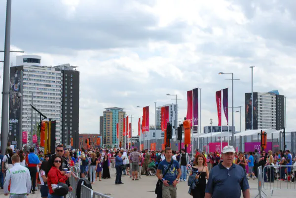 Just outside the Olympic Park