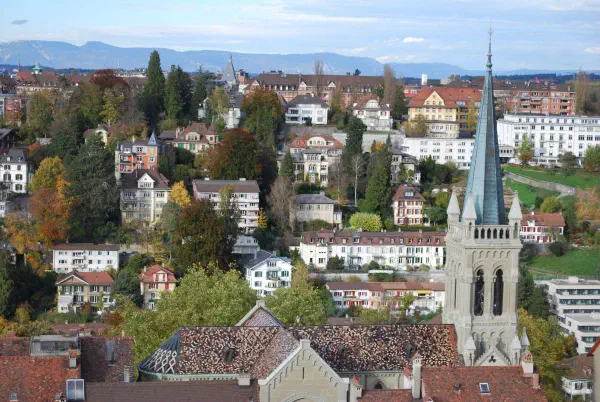 We climbed the first flight of 254 steps to the lower viewing platform. Interesting roof design of St. Peter and Paul
