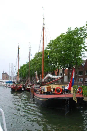 Leaving the harbor in Muiden heading to the artificial isle of Pampus
