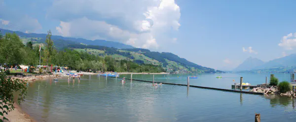 We stopped at the south side of the Sarnersee (lake Sarnen) for a quick swim. It was pretty warm (around 30&deg;C) so cooling down in the lake was a great option.