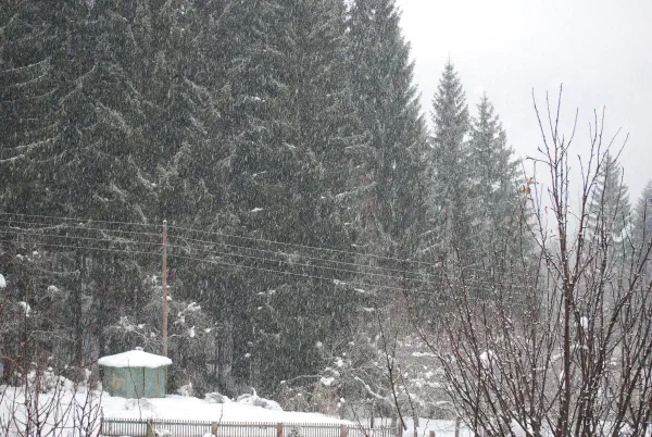 Such a contrast with the days before: from clear skies to lots of snow