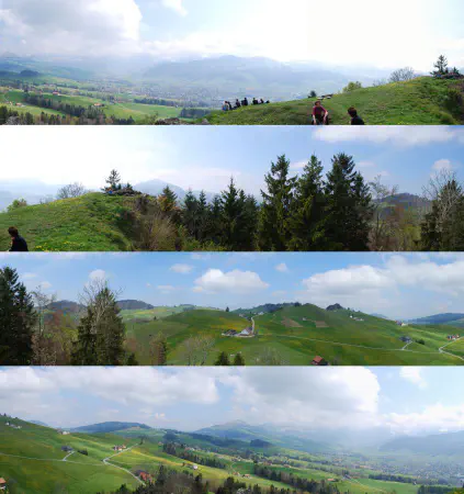 Panoramic view from the ruins of Clanx Castle (Appenzell)